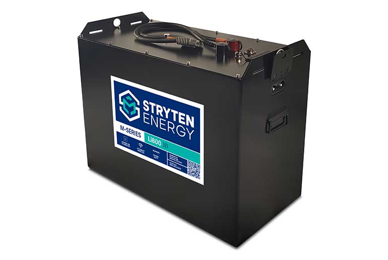 Stryten Energy’s Li600 lithium-ion batteries are now approved for Hyster and Yale lift trucks, faster charging and higher efficiency.
