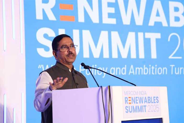 Union Minister Pralhad Joshi outlined reforms and investments in solar, wind, hydrogen, and energy storage at the Mercom Renewables Summit.