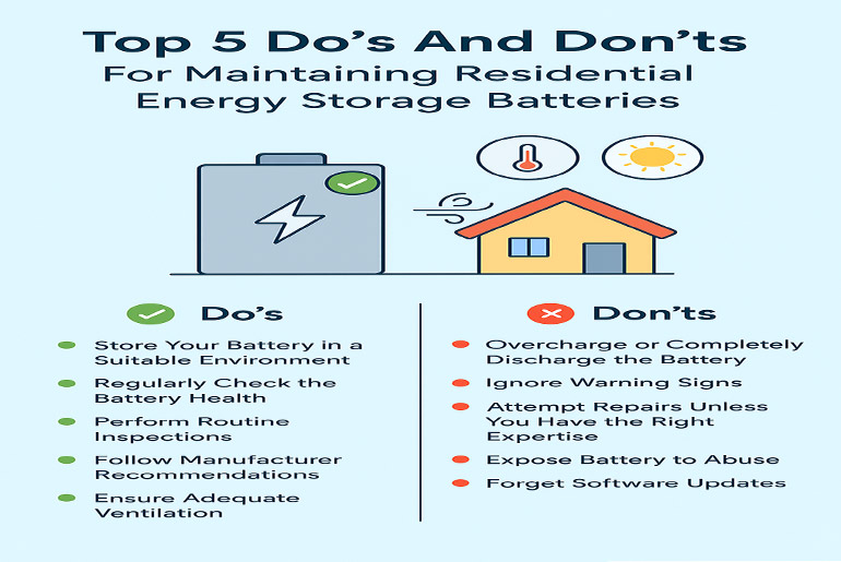 Top 5 Do’s and Don’ts for Maintaining Residential Energy Storage Batteries