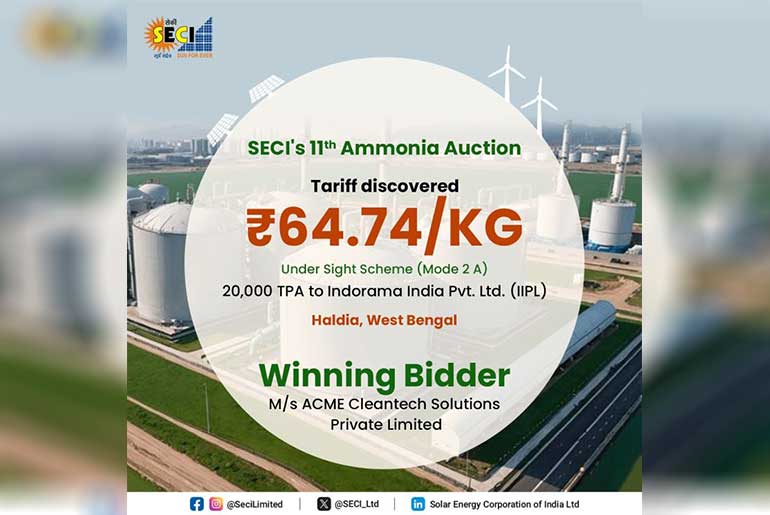 SECI’s 11th Green Ammonia Auction Hits ₹64.74/kg, Advancing India’s Clean Energy Push