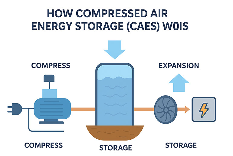 Compressed Air Energy Storage enables reliable, scalable renewable energy storage, led by Hydrostor, Storelectric, Apex CAES.