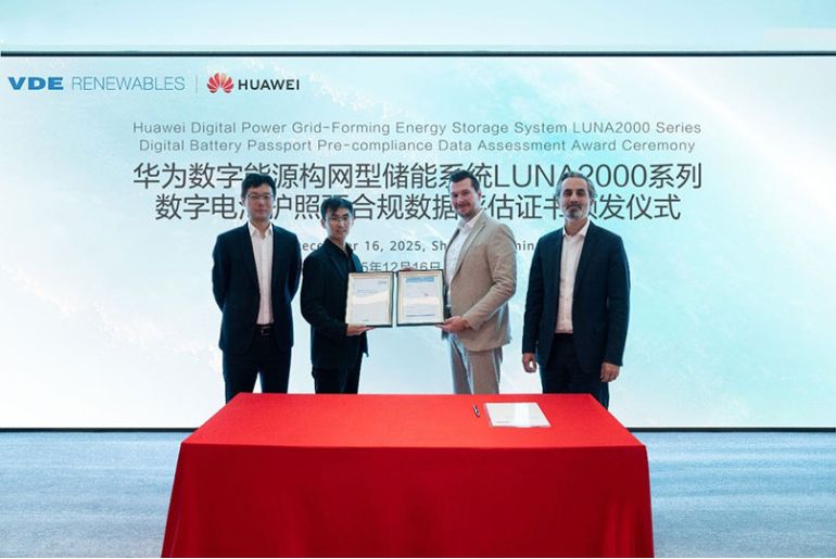 Huawei Digital Power Achieves Global First in Digital Battery Passport Pre-Compliance