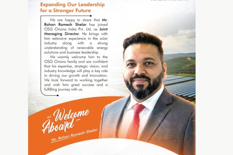 OSG Oriana India Appoints Rohan Shelar as Joint Managing Director to Strengthen Clean Energy Leadership
