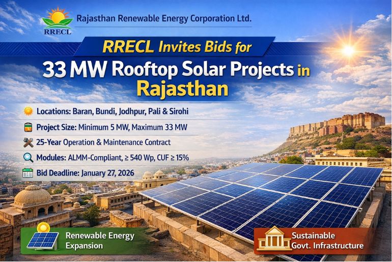 RRECL Invites Bids for 33 MW Rooftop Solar Projects in Rajasthan
