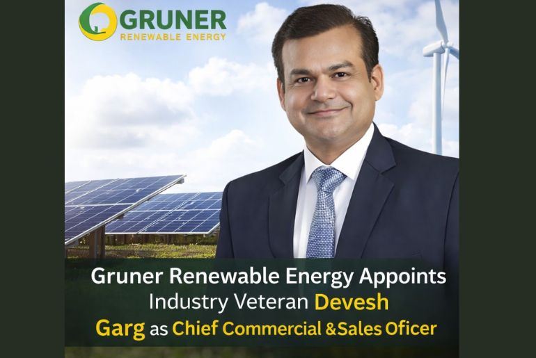 Gruner Renewable Energy Appoints Industry Veteran Devesh Garg as Chief Commercial & Sales Officer