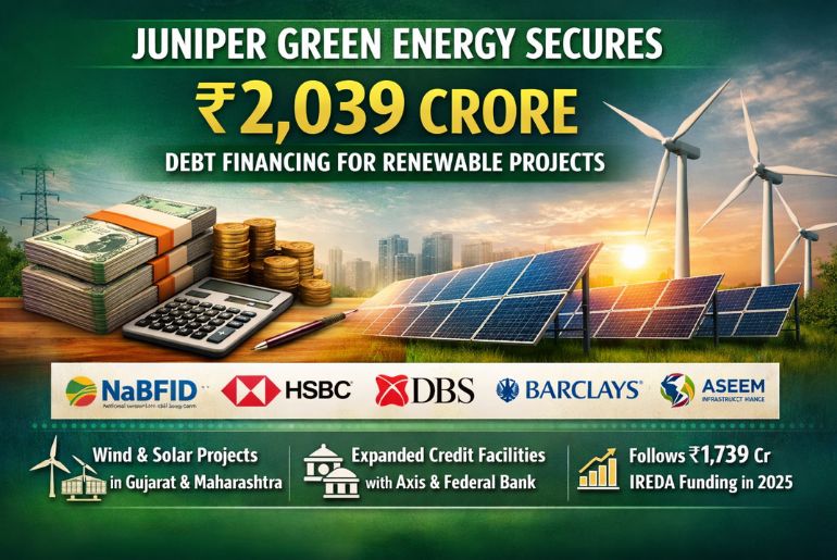 Juniper Green Energy Secures Rs.2,039 Crore Debt Financing for Renewable Projects