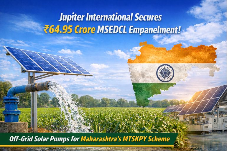 Jupiter International Secures ₹64.95 Crore LoE from MSEDCL for Solar Pump Projects