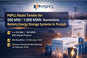 PSPCL has issued a tender inviting bids for the development of 500 MW / 1,000 MWh standalone Battery Energy Storage Systems