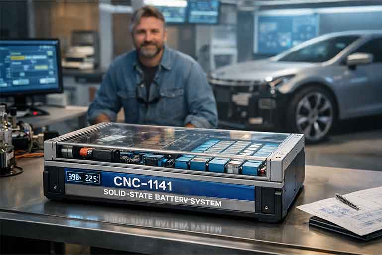 InventHelp Inventor Develops New Solid State Battery System for Electric Vehicles CNC-1141
