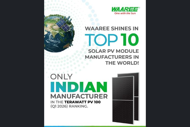 Waaree Ranks Among Global Top 10 Solar PV Manufacturers in Q1 2026