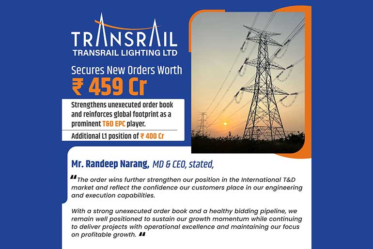 Transrail Lighting Secures International Orders Worth ₹459 Crore Across MENA Region