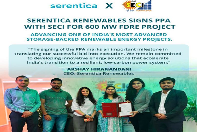 Serentica Renewables signs 600 MW FDRE PPA with SECI