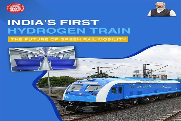 PM Modi flags off first hydrogen-powered train on Jind-Sonipat route PM Modi flags off first hydrogen-powered train on Jind-Sonipat route