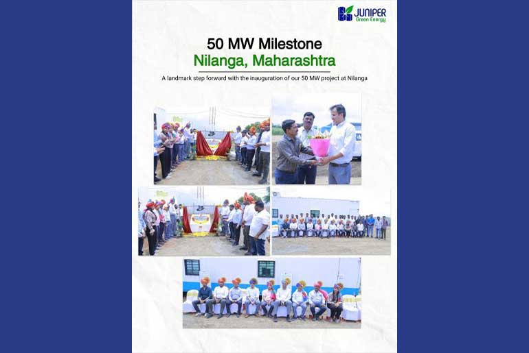 Juniper Green Energy commissions 50 MW renewable energy project in Maharashtra Juniper Green Energy commissions 50 MW