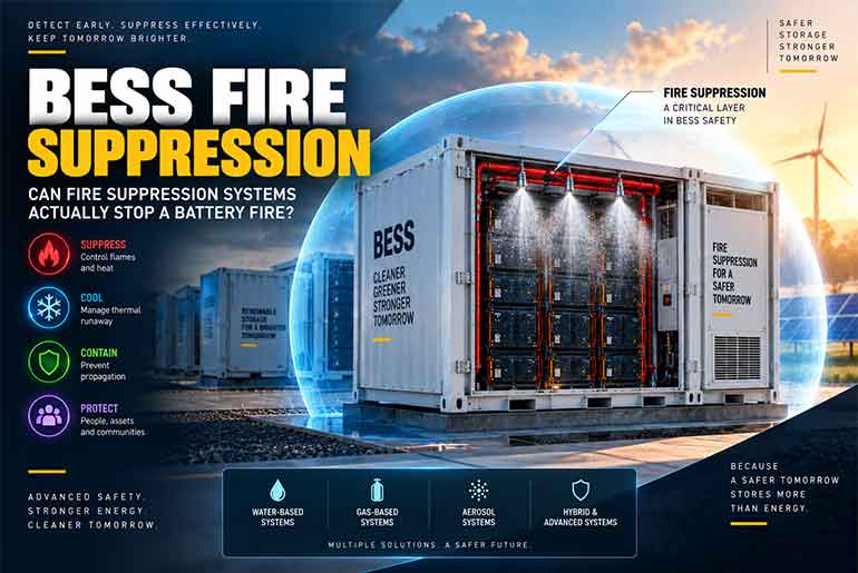 BESS Fire Suppression: Can Fire Suppression Systems Actually Stop a Battery Fire?