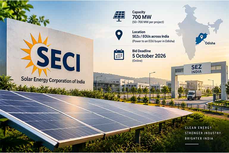 SECI Floats 700 MW Solar Tender for SEZ and EOU Projects SECI Floats 700 MW Solar Tender for SEZ and EOU Projects