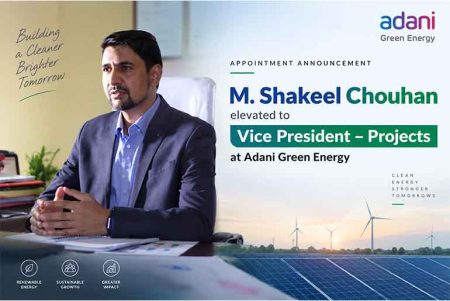 Shakeel Chouhan Elevated to Vice President – Projects at Adani Green Energy Shakeel Chouhan Elevated to Vice President – Projects at Adani Green Energy