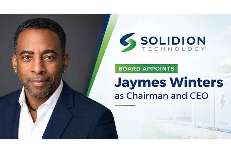 Solidion Technology Board Appoints Jaymes Winters as Chairman and CEO