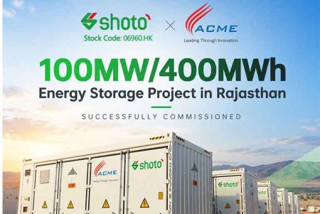 Shoto and ACME Commission 100 MW/400 MWh Battery Storage Project in Rajasthan