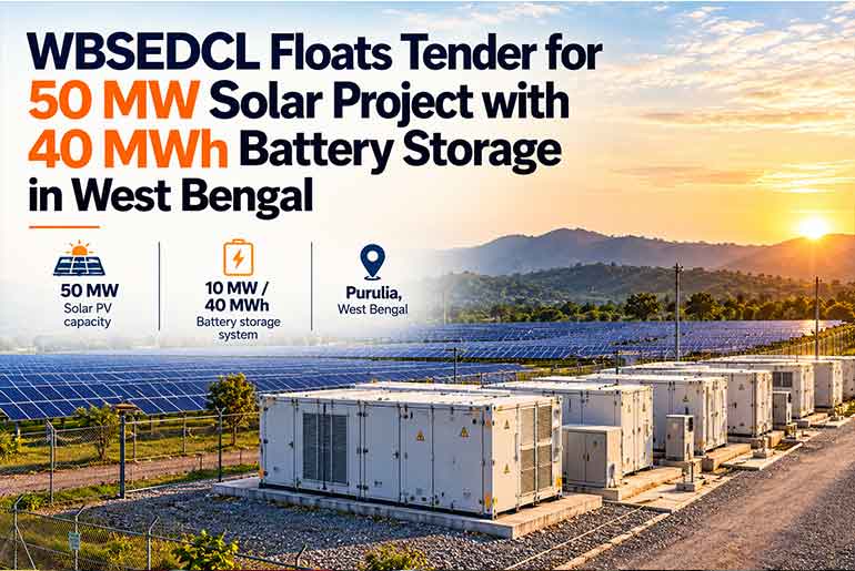 WBSEDCL Floats Tender for 50 MW Solar Project with 40 MWh Battery Storage WBSEDCL Floats Tender for 50 MW Solar Project